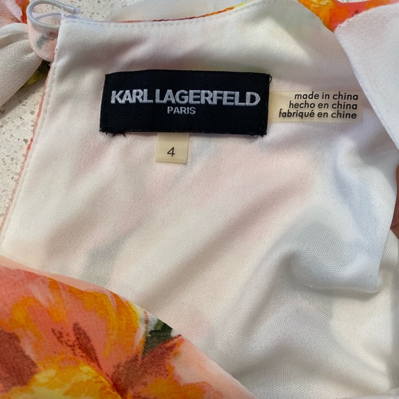 Karl Lagerfield floral dress with bow detail and sheer hem - Picture 4 of 5